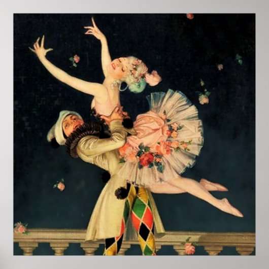 "Harlequin and Columbine" by FX Leyendecker Poster (Voorkant)