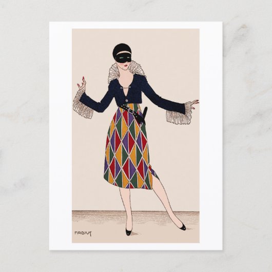 Harlequin Art Deco Mode Fabius Lorenzi Briefkaart (Voorkant)