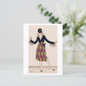 Harlequin Art Deco Mode Fabius Lorenzi Briefkaart (Staand voorkant)