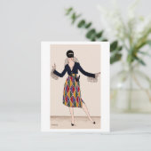 Harlequin Art Deco Mode Fabius Lorenzi Briefkaart (Staand voorkant)