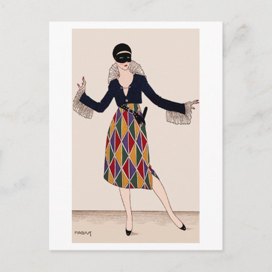 Harlequin Art Deco Mode Fabius Lorenzi Briefkaart (Voorkant)