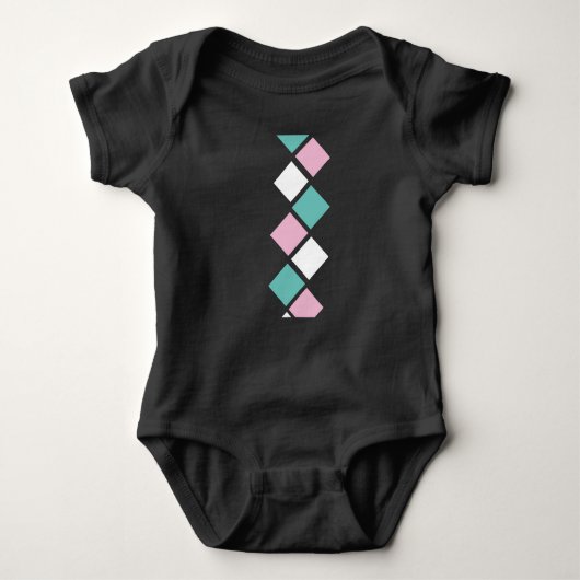 Harlequin Baby Bodysuit (Zwart, Aqua & Roze) (Voorkant)