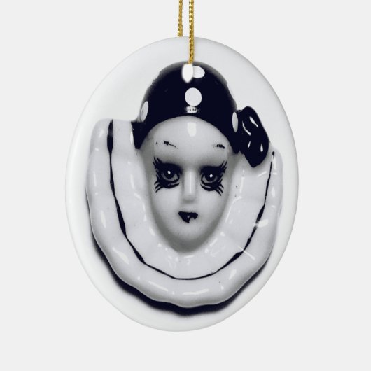 Harlequin Black en White Keramisch Ornament (Rechts)