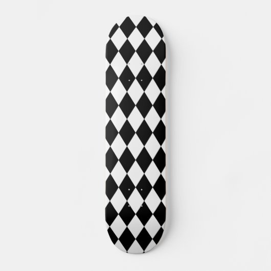 Harlequin Black en White Persoonlijk Skateboard (Voorkant)