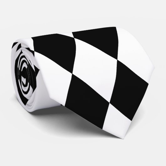 Harlequin Black en White Stropdas (Opgerold)