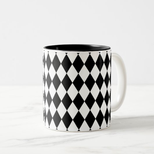 Harlequin Black en White Tweekleurige Koffiemok (Voorkant rechts)