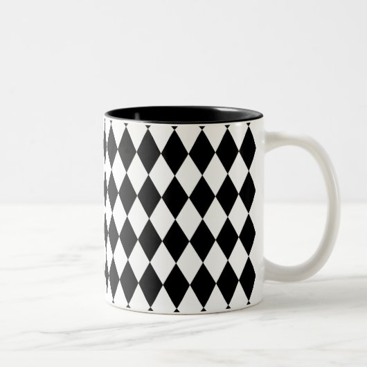 Harlequin Black en White Tweekleurige Koffiemok (Rechts)