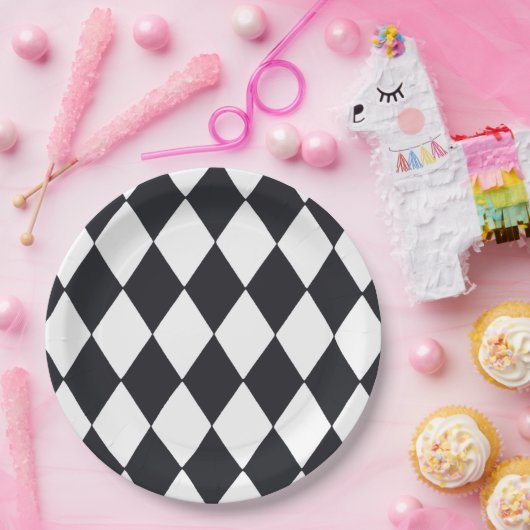 Harlequin Black Papieren Bordje (Feest)