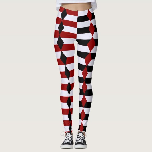 Harlequin Black White en Red Halloween Leggings (Voorkant)