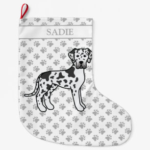 Harlequin Black & White Great Dane Cute Dog & Name Grote Kerstsok
