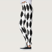 Harlequin Black White Rhombus Diamond Shape Leggings (Links)