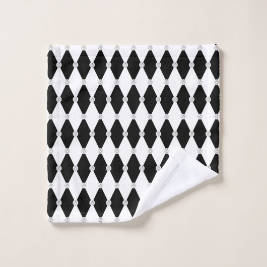 Harlequin Black White Rhombus Diamond Shape Washandje (Wasdoekje)