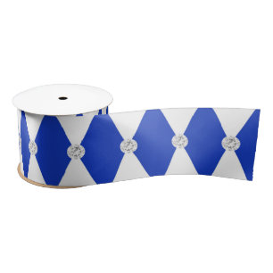 Harlequin Blauwe Diamantvorm Geometrisch Satijnen Lint