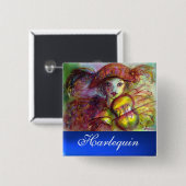 HARLEQUIN blue sapphire Vierkante Button 5,1 Cm (Voorkant /achterkant)