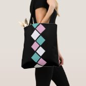 Harlequin Canvas tas (Zwart, Aqua & Roze) (Dichtbij)