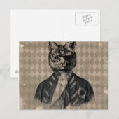 Harlequin Cat Grunge Briefkaart (Voorkant / Achterkant)