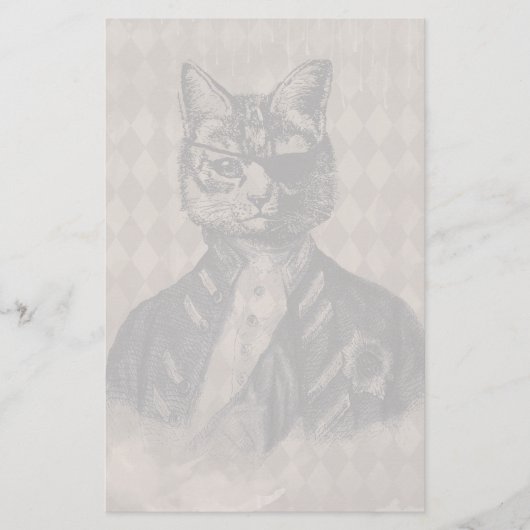 Harlequin Cat Grunge Briefpapier (Voorkant)