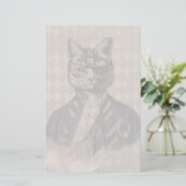 Harlequin Cat Grunge Briefpapier (Staand voorkant)