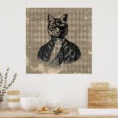 Harlequin Cat Grunge Poster (Keuken)