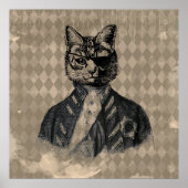 Harlequin Cat Grunge Poster (Voorkant)