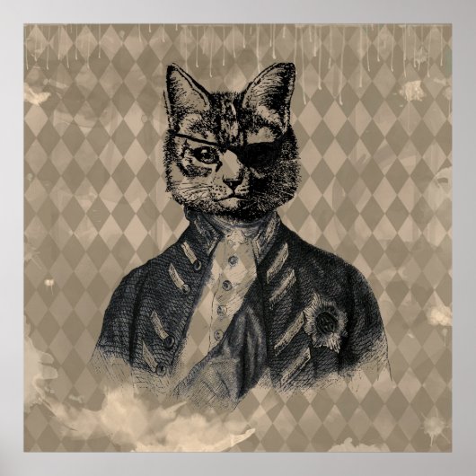 Harlequin Cat Grunge Poster (Voorkant)