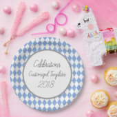 Harlequin-Celebration-Sjablonen-Customize-Blue Papieren Bordje (Feest)