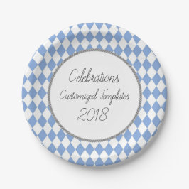 Harlequin-Celebration-Sjablonen-Customize-Blue Papieren Bordje