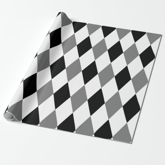 Harlequin Chic Diamond Geometrisch Zwart Wit Cadeaupapier (Uitgerold)