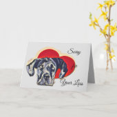 Harlequin Dane PopArt Love Heart met lange ervarin Kaart (Gele Bloem)