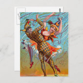 Harlequin Dansende  Illustratie Briefkaart (Voorkant / Achterkant)