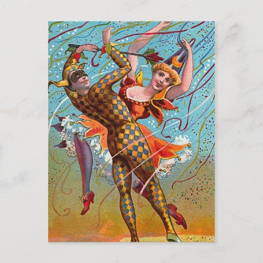 Harlequin Dansende  Illustratie Briefkaart (Voorkant)