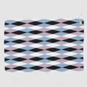 Harlequin diamantpatroon - Blauw en stoffig lila Golfhanddoek (Horizontaal)