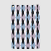Harlequin diamantpatroon - Blauw en stoffig lila Golfhanddoek (Voorkant)