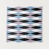 Harlequin diamantpatroon - Blauw en stoffig lila Wandkleed (Voorkant (horizontaal))