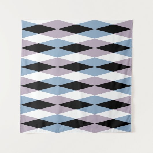 Harlequin diamantpatroon - Blauw en stoffig lila Wandkleed (Voorkant (horizontaal))