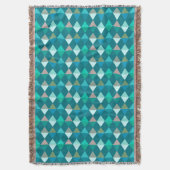 Harlequin / diamantpatroon - Blauwgroen en Aqua Deken (Voorkant Verticaal)