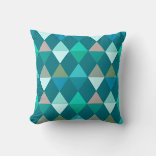 Harlequin / diamantpatroon - Blauwgroen en Aqua Kussen