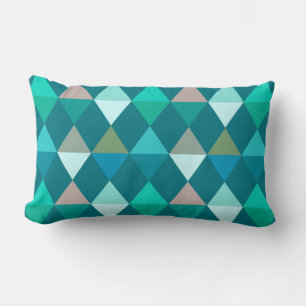 Harlequin / diamantpatroon - Blauwgroen en Aqua Kussen