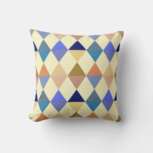 Harlequin / diamantpatroon - Cream en Blue Kussen (Voorkant)