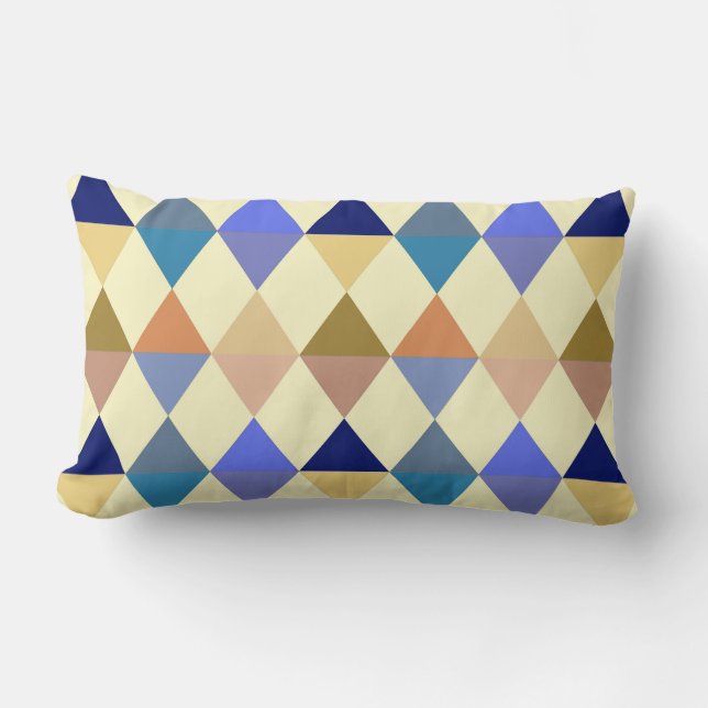 Harlequin / diamantpatroon - Cream en Blue Kussen (Voorkant)