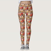 Harlequin / diamantpatroon - Taupe en Red Leggings (Voorkant)