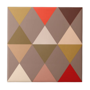 Harlequin / diamantpatroon - Taupe en Red Tegeltje