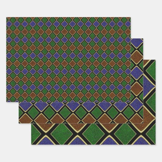 Harlequin diamantrooster: gestructureerde harmonie inpakpapier vel (Set)
