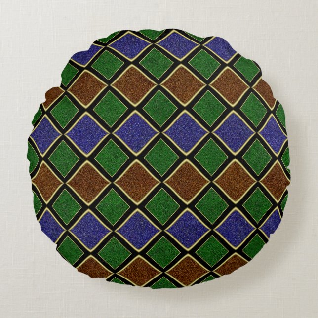Harlequin diamantrooster: gestructureerde harmonie rond kussen (Voorkant)