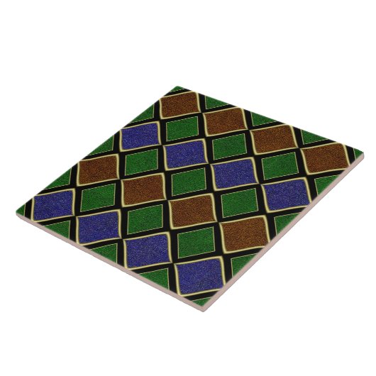 Harlequin diamantrooster: gestructureerde harmonie tegeltje (Zijkant)