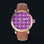 Harlequin Diamond Checkered Purple Pattern Horloge<br><div class="desc">Harlequin Diamond Checkered Purple Pattern.  Enjoy!</div>