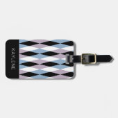 Harlequin Diamond Pattern - Blue and Dusty Lila Bagagelabel (Voorkant horizontaal)