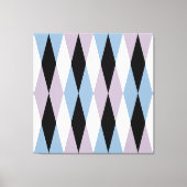 Harlequin Diamond Pattern - Blue and Dusty Lila Canvas Afdruk (Voorkant)