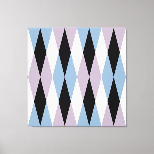 Harlequin Diamond Pattern - Blue and Dusty Lila Canvas Afdruk (Voorkant)