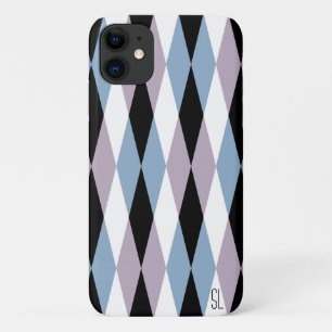 Harlequin Diamond Pattern - Blue and Dusty Lila Case-Mate iPhone Case